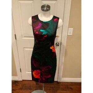 Milly Dark Multicolor Floral Sleeveless Dress, Size 4